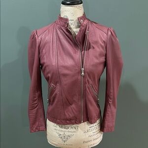Rebecca Taylor 100% Lamb Leather Jacket Fitted Silhouette Stand-up Collar